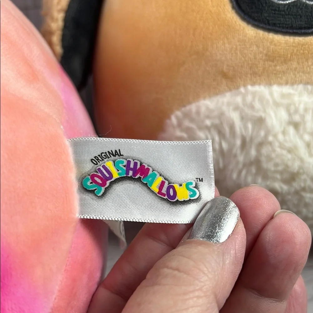 Squishmallow Pink Penguin and Tan Dog Plush Duo - slight damage see pictures - Picture 2 of 7